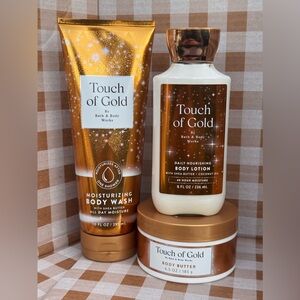 NEW B&BW Touch Of Gold 3 piece body care set moisturizing body wash,body butter
